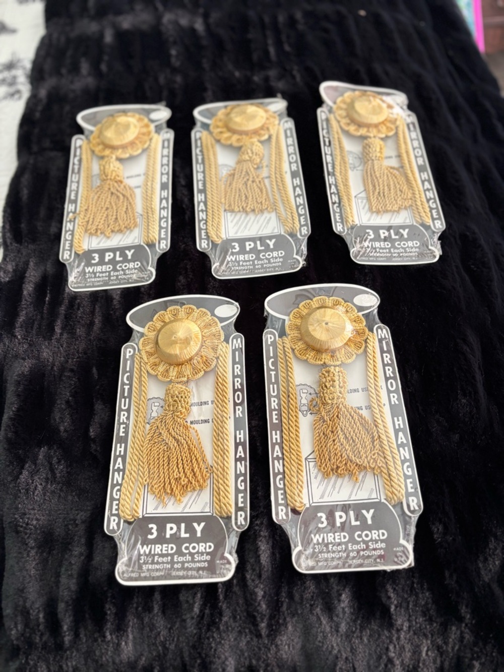 Vintage Gold Tassel Picture/Mirror Hangers - Set of 5